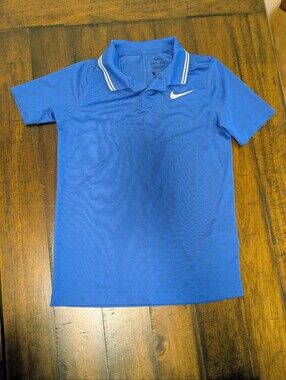 Nike Light Blue Dri-FIT Polo with Black Swoosh